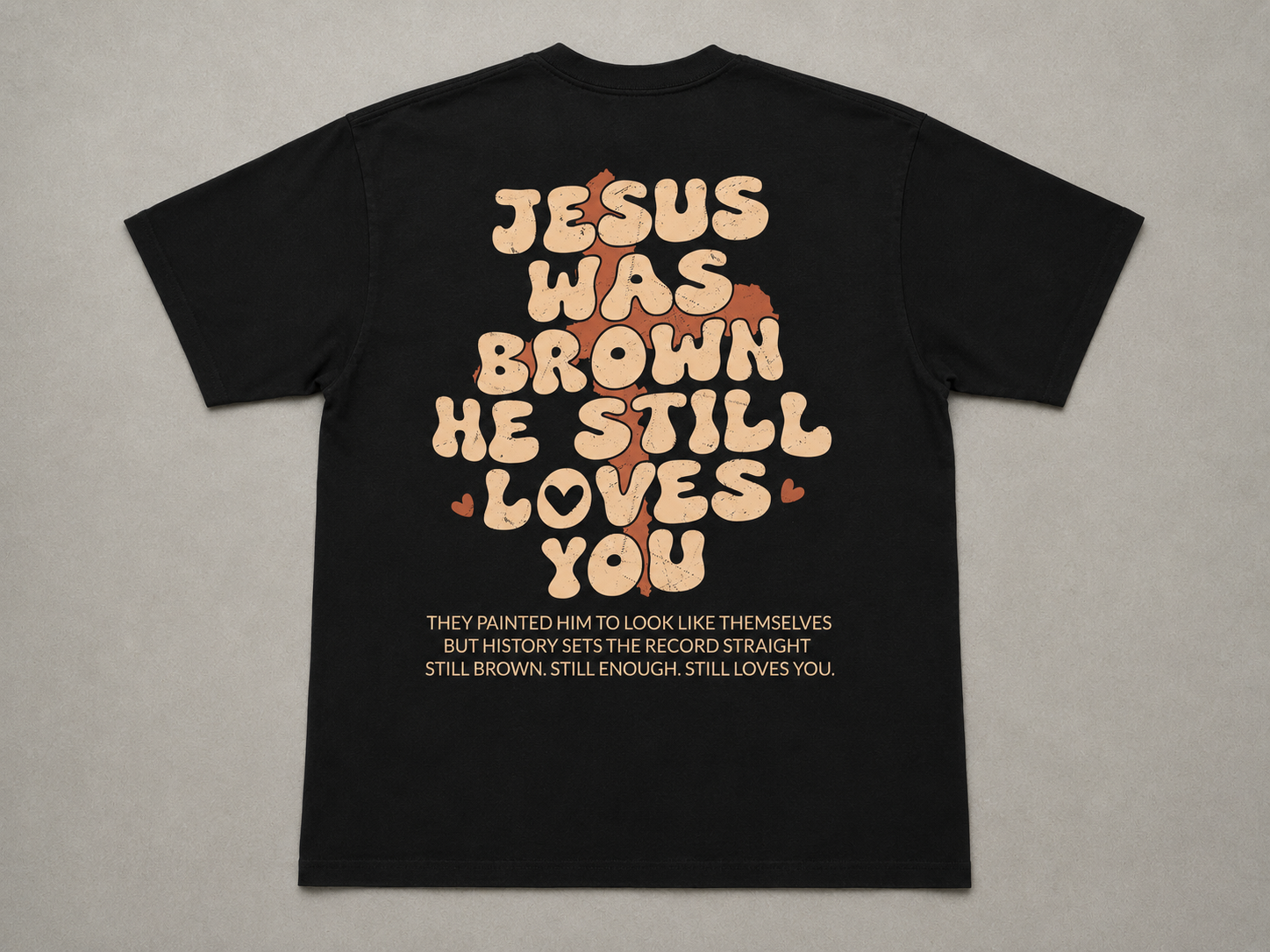Jesus Was Brown black t-shirt - flat lay