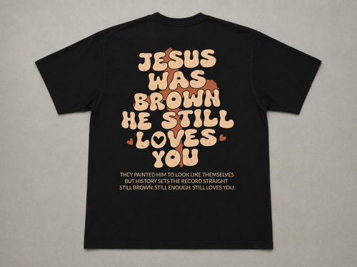 Jesus Was Brown black t-shirt - flat lay