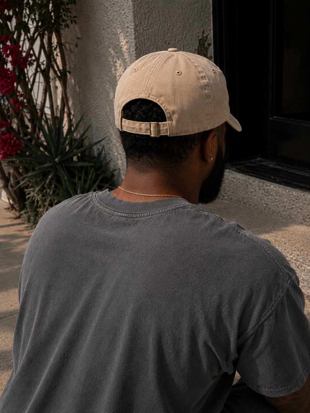 Khaki dad hat back