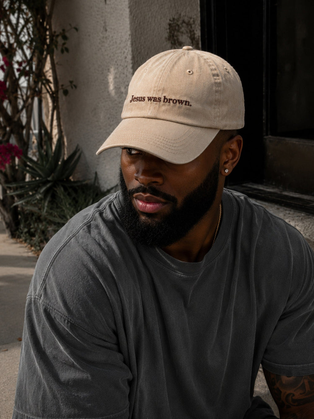 Khaki dad hat front